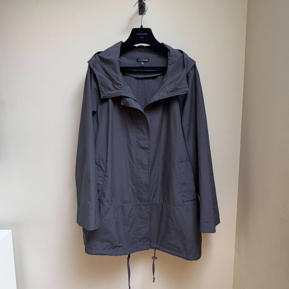 Eileen Fisher Hooded Cotton Nylon Parka – Size L